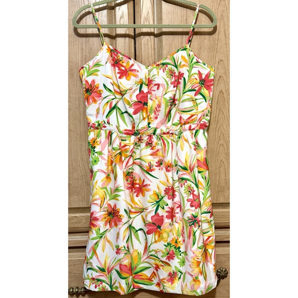 J. Crew Dress Womens Size 14 Printed Floral Seaside Cami Bright Colorful Summer